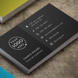 Schwarzes Logo | Modern Social Media Icons Visitenkarte