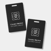 Schwarzes Logo | Moderner Personalisierter Mitarbe Ausweis (Vorder- & Rückseite)