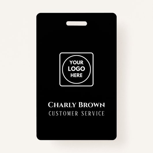 Schwarzes Logo | Moderner Personalisierter Mitarbe Ausweis (Rückseite)