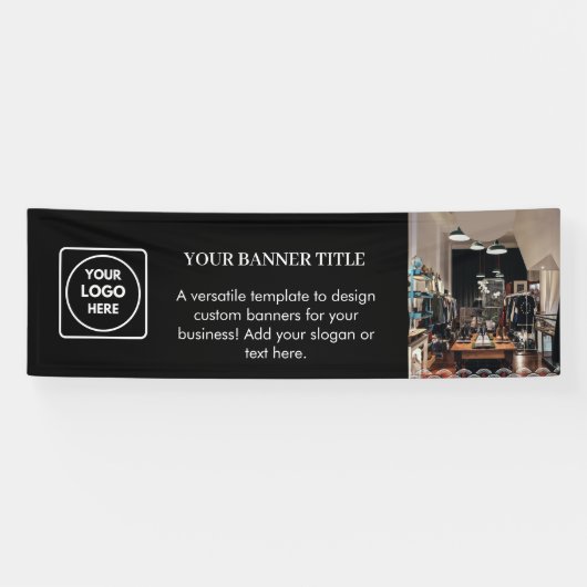 Schwarzes Logo | Modernes, 8' markiertes Event-Ban Banner (Horizontal)