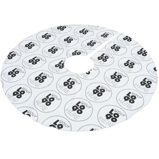 Schwarzes Logo-Muster für benutzerdefinierte Unter Polyester Weihnachtsbaumdecke (Schrägansicht)