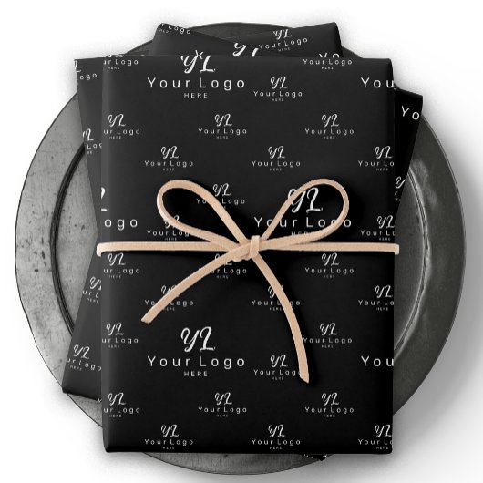 Schwarzes Logo Muster Geschäftsmarken Einfache Fir Geschenkpapier Set