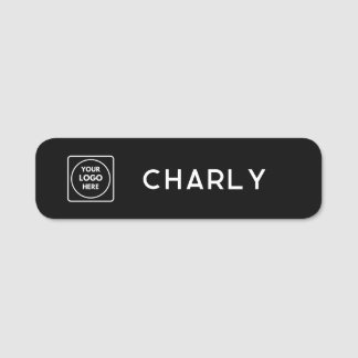 Schwarzes Logo | Name des personalisierten Mitarbe Namensschild