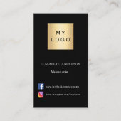 Schwarzes Logo Qr Code Social Media Premium Visitenkarte (Vorderseite)