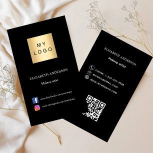 Schwarzes Logo Qr Code Social Media Visitenkarte