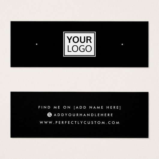 Schwarzes Logo soziale Medien Ohrring-Display-Kart (Vorne & Hinten)