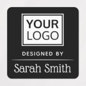 Schwarzes Logo und Text mit Trennzeichen Etiketten (Design 2)