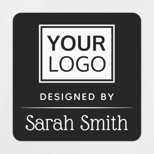 Schwarzes Logo und Text mit Trennzeichen Etiketten (Design 1)