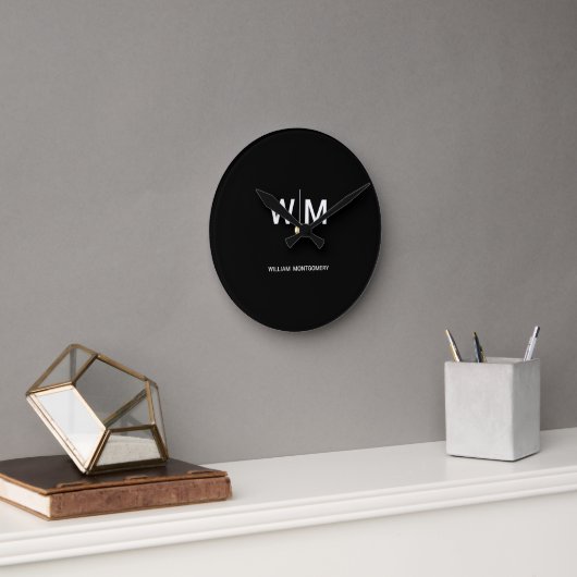 Schwarzes Logo | Unternehmen Runde Wanduhr (Büro)