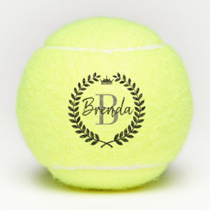 Schwarzes Lorbeerkranz Custom Monogramm Tennisbälle