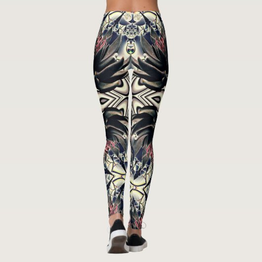 Schwarzes Lotus Leggings (Rückseite)
