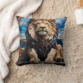 Schwarzes Löwenmosaik gestanztes Glaspolster. Kissen (Decke)