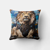 Schwarzes Löwenmosaik gestanztes Glaspolster. Kissen (Rückseite)