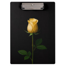 Schwarzes Luxe-Clipboard 4 mit sonnengelber Rose