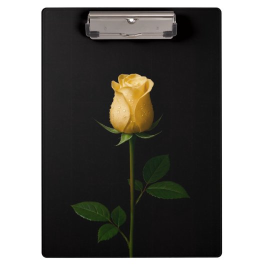 Schwarzes Luxe-Clipboard 4 mit sonnengelber Rose Klemmbrett (Vorderseite)