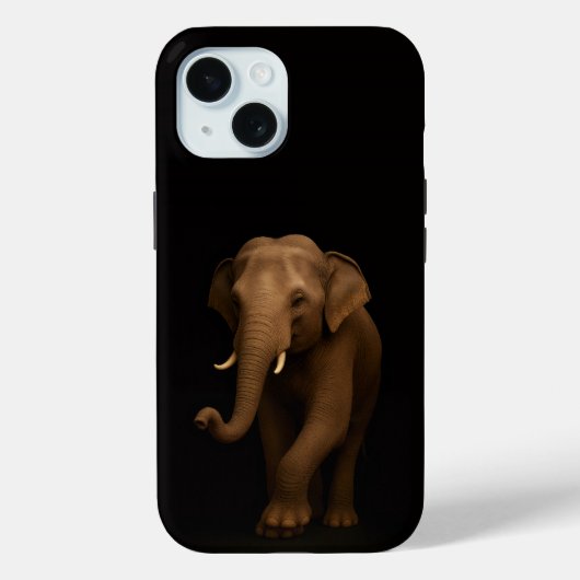 Schwarzes Luxe iPhone 15 Case, Indischer Elefant Case-Mate iPhone Hülle (Rückseite)