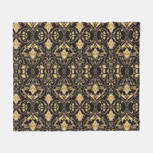 Schwarzes Luxuriöses Muster Fleece Blanket. (Vorderseite (Horizontal))