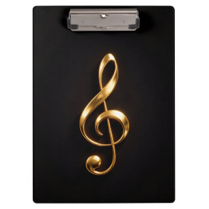 Schwarzes Luxus-Clipboard 4 mit goldenem Violinsch Klemmbrett