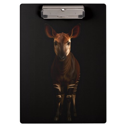 Schwarzes Luxus-Clipboard 4, Okapi im Wald Klemmbrett (Vorderseite)