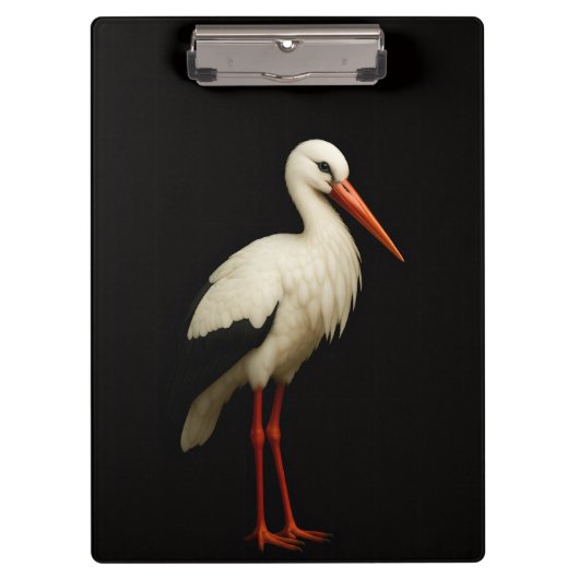 Schwarzes Luxus-Clipboard 'Graceful Stork' Klemmbrett (Vorderseite)