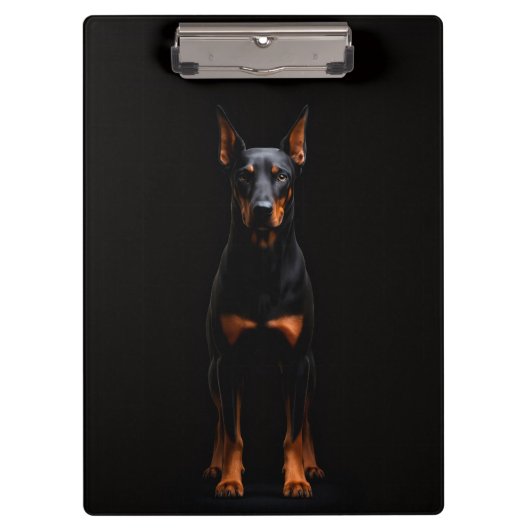 Schwarzes Luxus-Clipboard mit bewachendem Doberman Klemmbrett (Vorderseite)