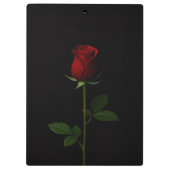 Schwarzes Luxus-Clipboard mit samtiger roter Rose Klemmbrett (Rückseite)