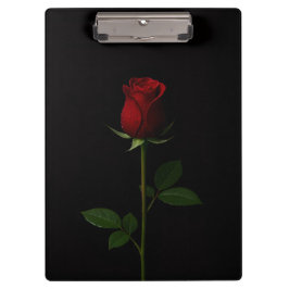 Schwarzes Luxus-Clipboard mit samtiger roter Rose Klemmbrett