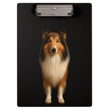 Schwarzes Luxus-Clipboard mit treuem Collie-Hund