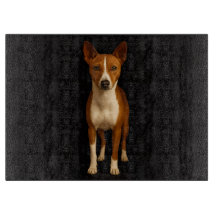 Schwarzes Luxus Glas Schneidbrett Classy Basenji