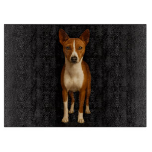 Schwarzes Luxus Glas Schneidbrett Classy Basenji Schneidebrett
