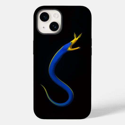 Schwarzes Luxus-iPhone 14 Case-Mate mit Blauem Ban iPhone Hülle (Rückseite)