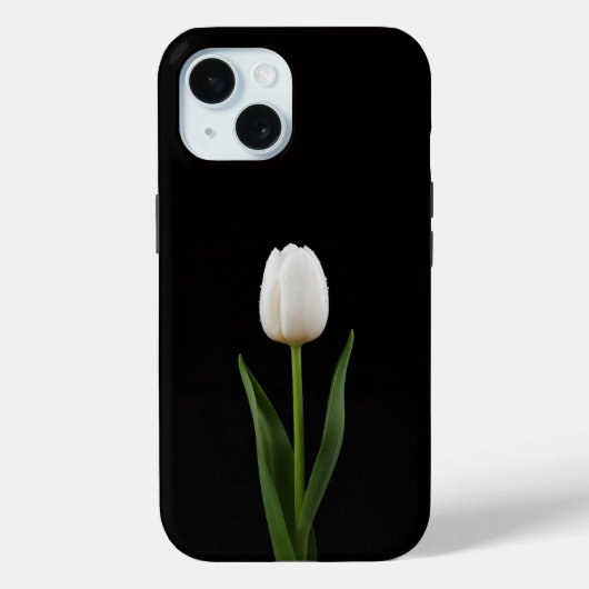 Schwarzes Luxus-iPhone 15 Case mit Perlenweißer Tu (Rückseite)