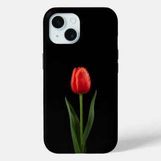 Schwarzes Luxus-iPhone 15-Case mit Rubinroter Tulp Case-Mate iPhone Hülle