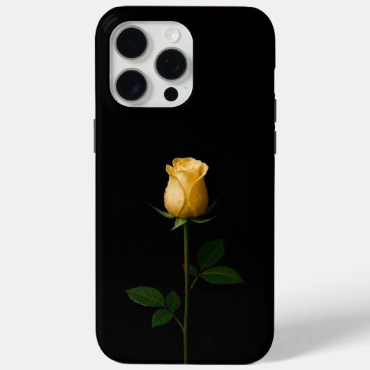 Schwarzes Luxus-iPhone 15 Pro Max, sonnengelbene R Case-Mate iPhone Hülle (Rückseite)