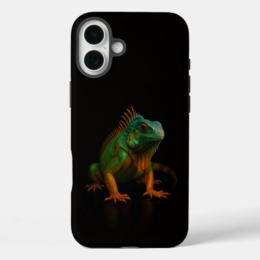 Schwarzes Luxus-iPhone 16 Plus in Grünem Leguan Case-Mate iPhone Hülle (Rückseite)