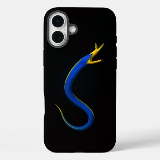 Schwarzes Luxus-iPhone 16 Plus mit Blauem Band-Aal Case-Mate iPhone Hülle (Rückseite)