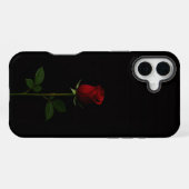 Schwarzes Luxus-iPhone 16 Plus, Samtrote Rose iPhone Hülle (Rückseite (Horizontal))