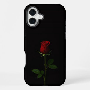 Schwarzes Luxus-iPhone 16 Plus, Samtrote Rose iPhone 16 Plus Hülle
