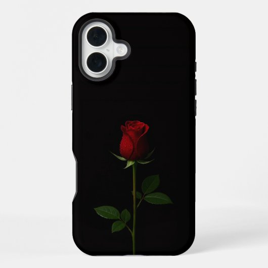 Schwarzes Luxus-iPhone 16 Plus, Samtrote Rose iPhone Hülle (Rückseite)
