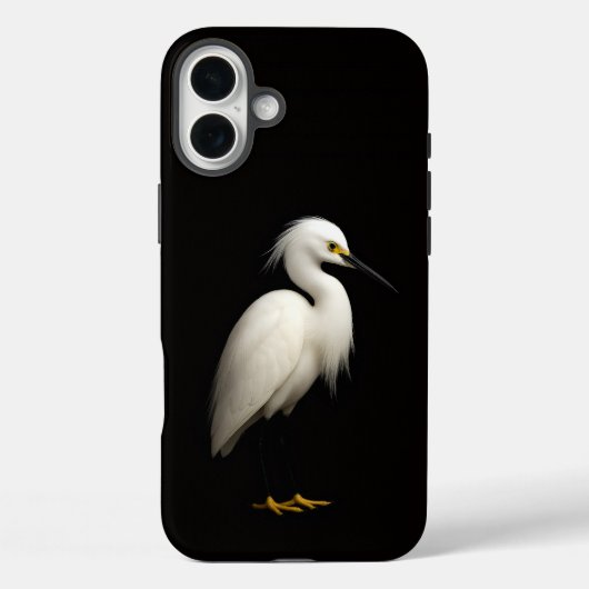 Schwarzes Luxus-iPhone 16 Plus Snowy Egret Case-Mate iPhone Hülle (Rückseite)