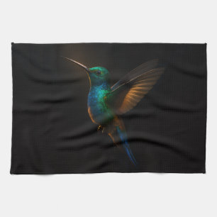 Schwarzes Luxus-Küchentuch Kolibri fliegend Geschirrtuch