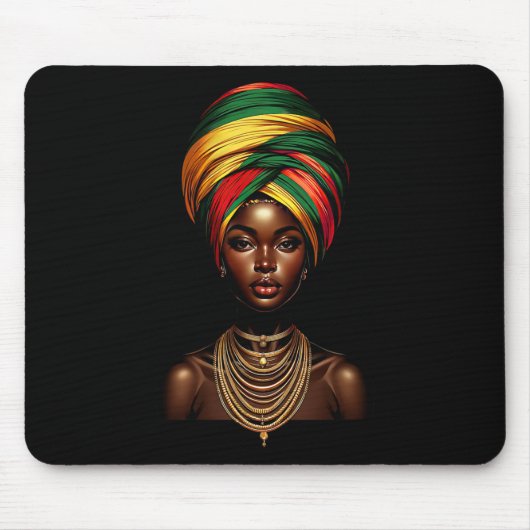 Schwarzes Mädchen Afro Frau Kopfbedeckung Kopftuch Mousepad (Vorne)