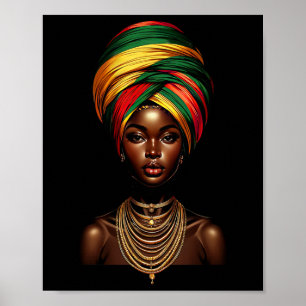 Schwarzes Mädchen Afro Frau Kopfbedeckung Kopftuch Poster