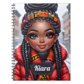 Schwarzes Mädchen Afroamerikaner mit Braids Notizblock (Vorderseite)