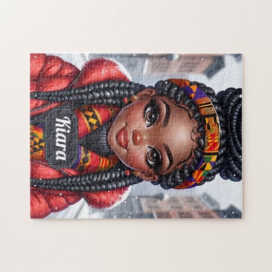Schwarzes Mädchen Afroamerikaner mit Braids Puzzle (Horizontal)