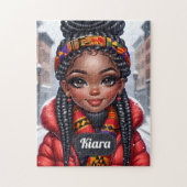 Schwarzes Mädchen Afroamerikaner mit Braids Puzzle (Vertikal)