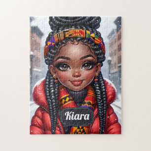 Schwarzes Mädchen Afroamerikaner mit Braids Puzzle