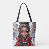 Schwarzes Mädchen Afroamerikaner mit Braids Tasche (Rückseite)