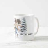 Schwarzes Mädchen Eislaufen Weihnachten Kaffeetasse (VorderseiteRechts)