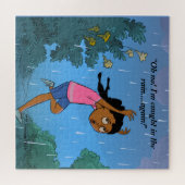 Schwarzes Mädchen im Regen niedlicher Cartoon Puzz Puzzle (Horizontal)